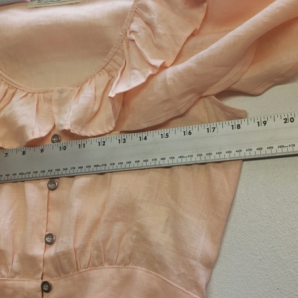 Free People Peach Ruffle Button-Front Top - Picture 8 of 10